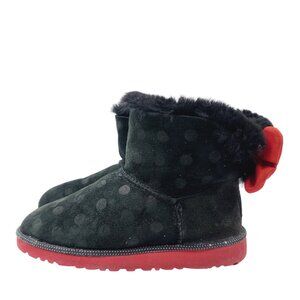 UGG x Disney Toddler Girl's Black Red Minnie Mouse Bow Winter Boots Size US 4